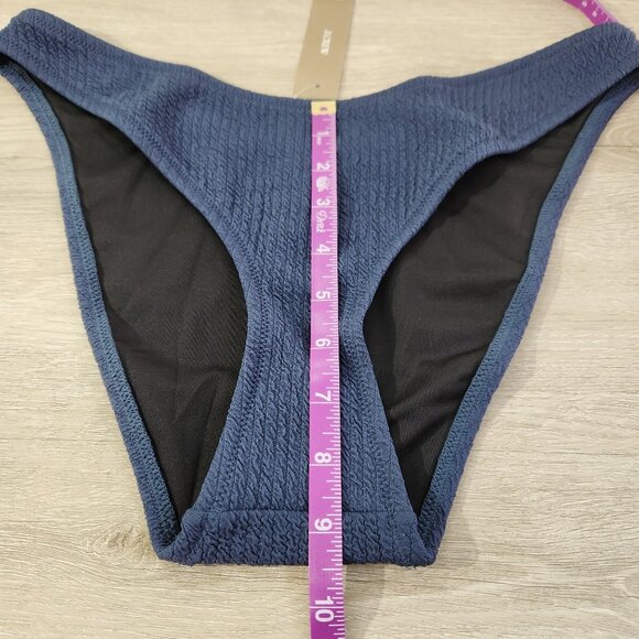 J. Crew Teal Textured Curved Waist Cheeky Bikini Bottom New With Tags Womens M - Picture 4 of 15